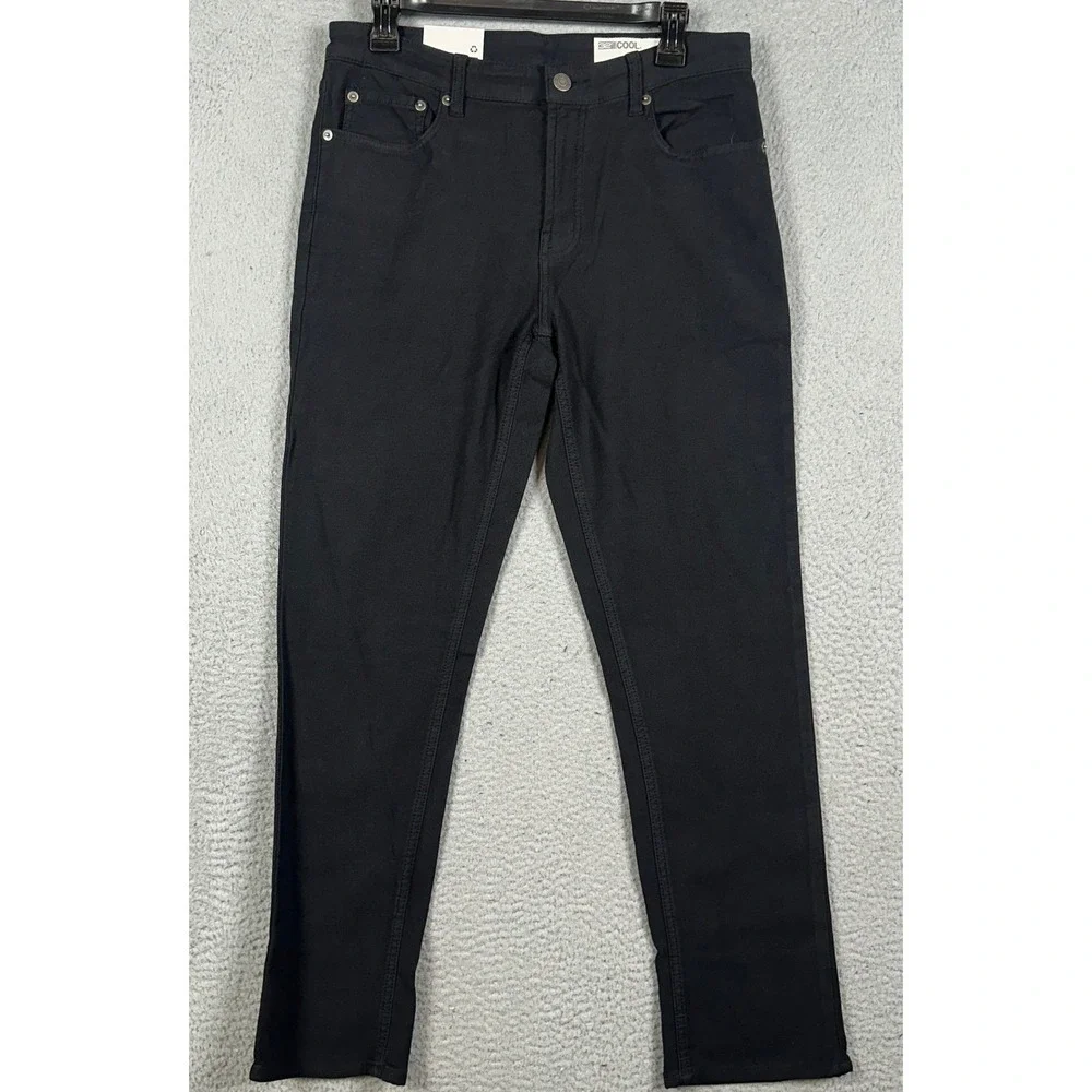 NEW 32 Degrees Cool Jeans Mens 30X30 Black Slim Straight 5-Pocket Stretch Denim